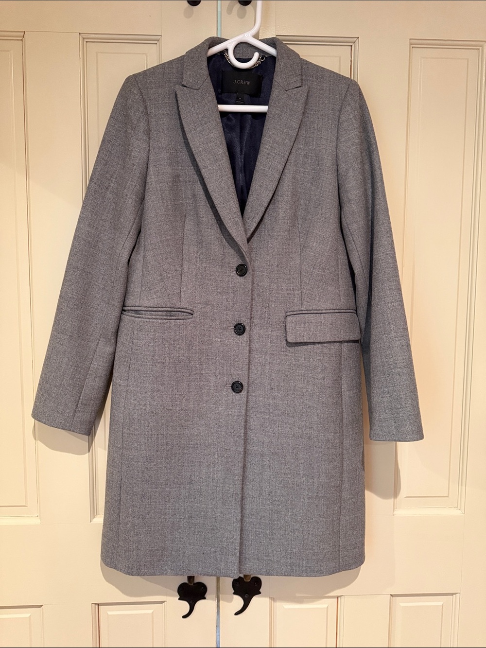 J. Crew Gray Single-Breasted Wool-Blend Trench Coat
